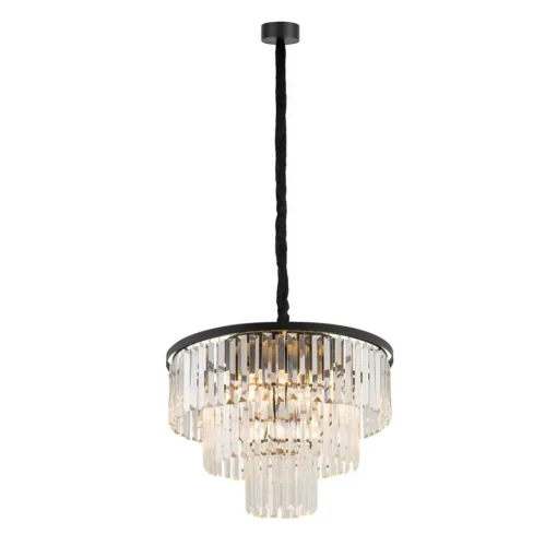 Hanglamp Cristal, transparant/zwart, Ø 56 cm