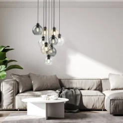 Hanglamp Cubus Mix, Ø 58 cm, 9-lamps, meerkleurig, glas, E27