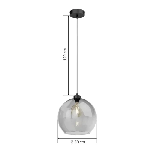 Hanglamp Cubus, rookgrijs, glas, Ø 30 cm, E27