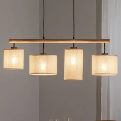 Hanglamp Deva Nature, 4-lamps, textiel