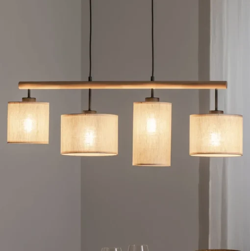 Hanglamp Deva Nature, 4-lamps, textiel