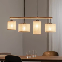 Hanglamp Deva Nature, 4-lamps, textiel