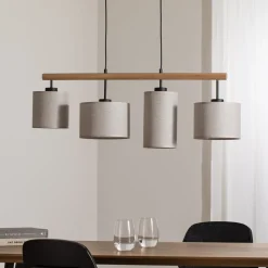 Hanglamp Deva Nature, 4-lamps, textiel
