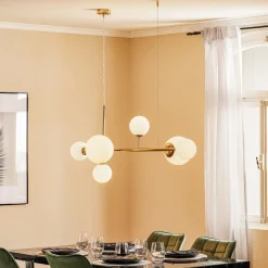 Hanglamp Dione, 6-lamps, goud