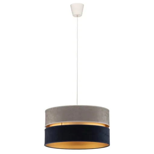 Hanglamp Duo marineblauw/grijs/goud Ø40cm 1-lichts