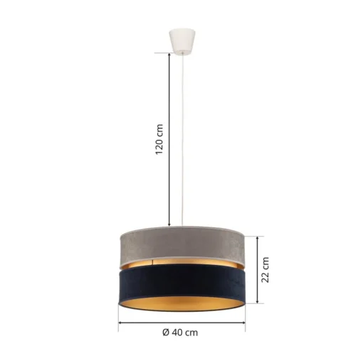 Hanglamp Duo marineblauw/grijs/goud Ø40cm 1-lichts