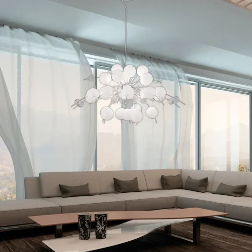 Hanglamp Explosion in wit/chroom 98 cm