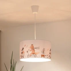 Hanglamp Ferdi Kids, textiel, wit, kleurrijk