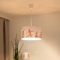 Hanglamp Ferdi Kids, textiel, wit, kleurrijk
