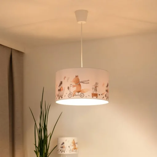 Hanglamp Ferdi Kids, textiel, wit, kleurrijk