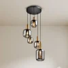 Hanglamp Fumo, rookglas, 5-lamps, rondel