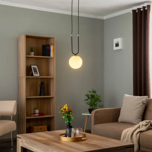 Hanglamp Glam, zwart/opaal, 1-lamp