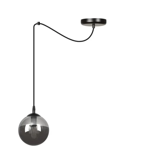 Hanglamp Glassy, decentrale, zwart, grafiet, glas, 14 cm