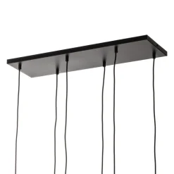 Hanglamp Glassy, 6-lamps, grafiet/amber/helder, glas, 75 cm