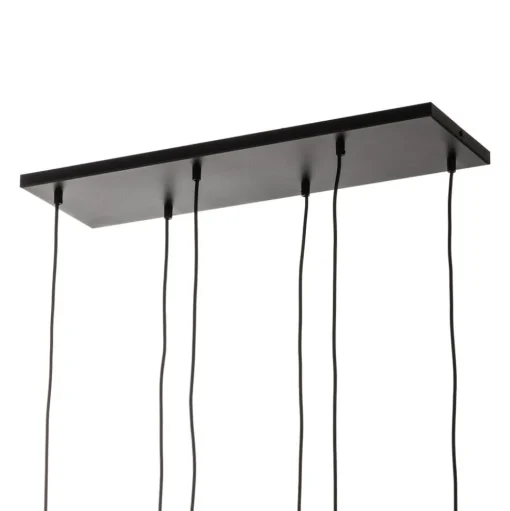 Hanglamp Glassy, 6-lamps, grafiet/amber/helder, glas, 75 cm