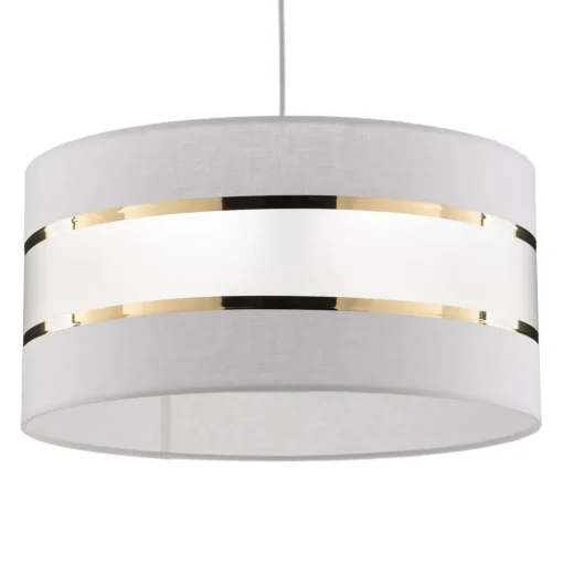 Hanglamp Helen textiel kap wit-goud Ø 40 cm