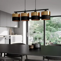 Hanglamp Hilton, zwart/goud, 4-lamps