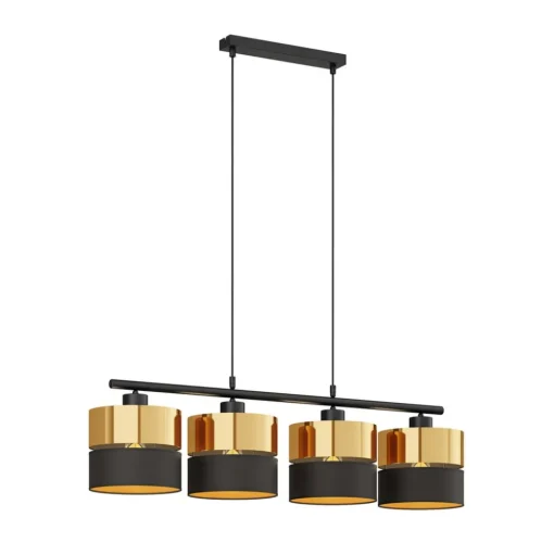 Hanglamp Hilton, zwart/goud, 4-lamps