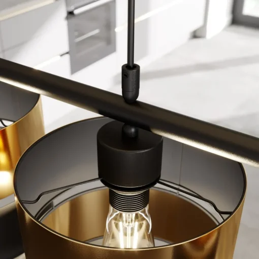 Hanglamp Hilton, zwart/goud, 4-lamps
