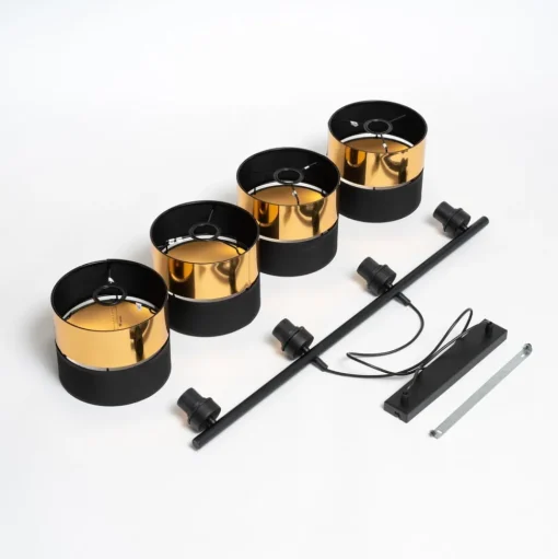 Hanglamp Hilton, zwart/goud, 4-lamps