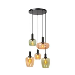 Hanglamp Ilona, glas, meerkleurig, Ø 45 cm, 5-lamps