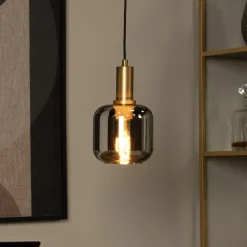 Hanglamp Joanet, Ø 16 cm, 1-lamp, glas, zwart