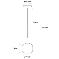 Hanglamp Joanet, Ø 16 cm, 1-lamp, glas, zwart