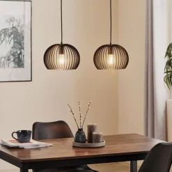 Hanglamp Larus van zwart staal, 2-lamps