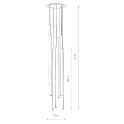 Hanglamp Laser, 7-lamps, zwart