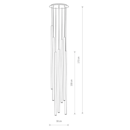 Hanglamp Laser, 7-lamps, zwart