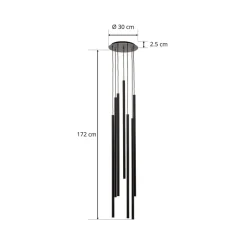 Hanglamp Laser, 7-lamps, zwart
