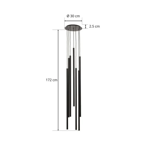 Hanglamp Laser, 7-lamps, zwart