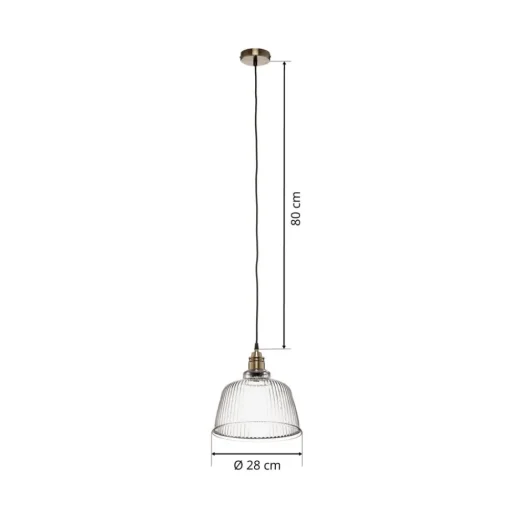 Hanglamp Leana, glas helder, 1-lamp, oud messing