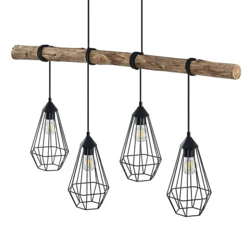 Hanglamp Lindby Eldarion, 116 cm, 4-lamps, hout, E27