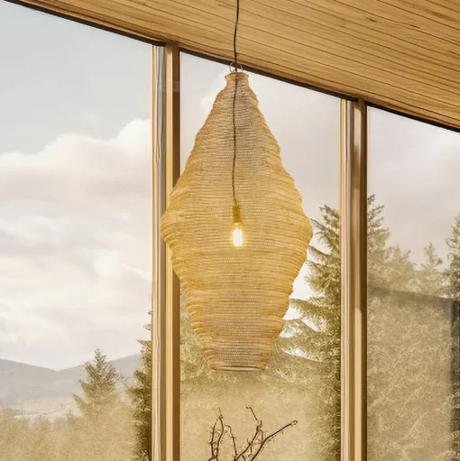 Hanglamp Lindby Eldric, Ø 46 cm, goudkleurig, ijzer, E27