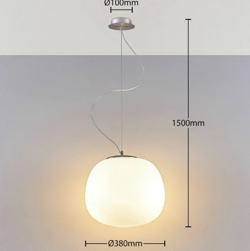 Hanglamp Lindby Ginevra, Ø 38 cm, wit, glas, E27