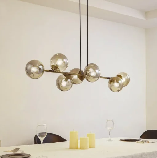 Hanglamp Lindby Isamer, rookgrijs, 130 cm, bol