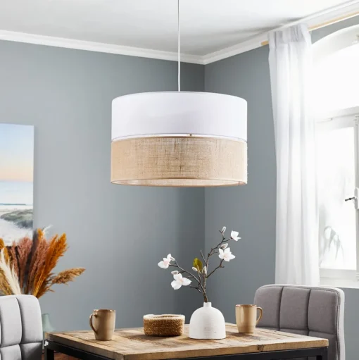 Hanglamp Linobianco met jute