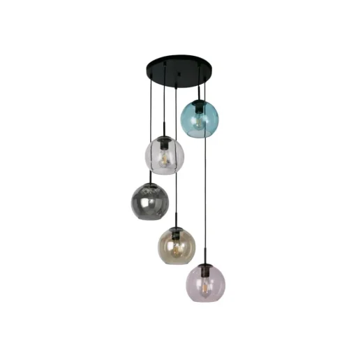 Hanglamp Mardi Gras II, 5-lamps, rond, zwart