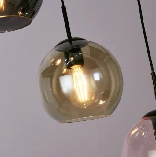 Hanglamp Mardi Gras II, 5-lamps, rond, zwart