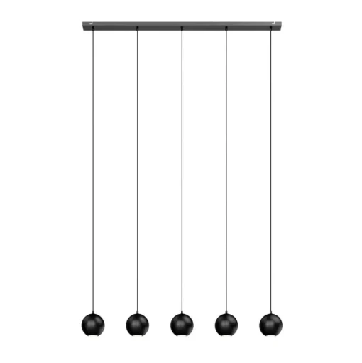 Hanglamp Midnight geheel in zwart 5-lamps