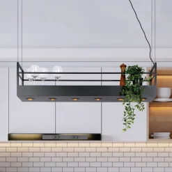Hanglamp Miravelle met opbergruimte 6-lamps zwart