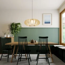 Hanglamp Modern A L met houten lamellen, Ø 60 cm