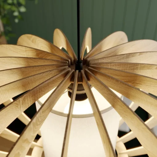 Hanglamp Modern A L met houten lamellen, Ø 60 cm