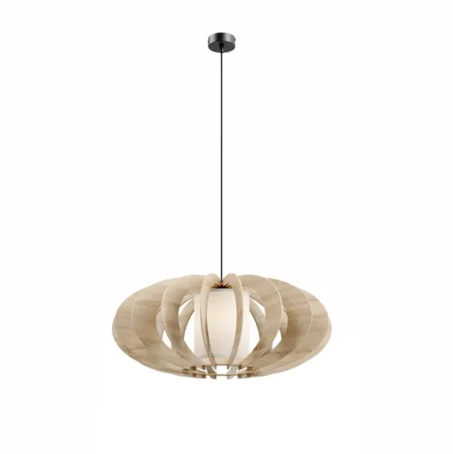 Hanglamp Modern A L met houten lamellen, Ø 60 cm