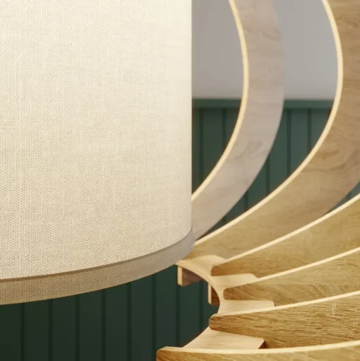 Hanglamp Modern A L met houten lamellen, Ø 60 cm