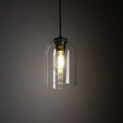 Hanglamp Molly, transparant, Ø 14 cm, metaal/glas