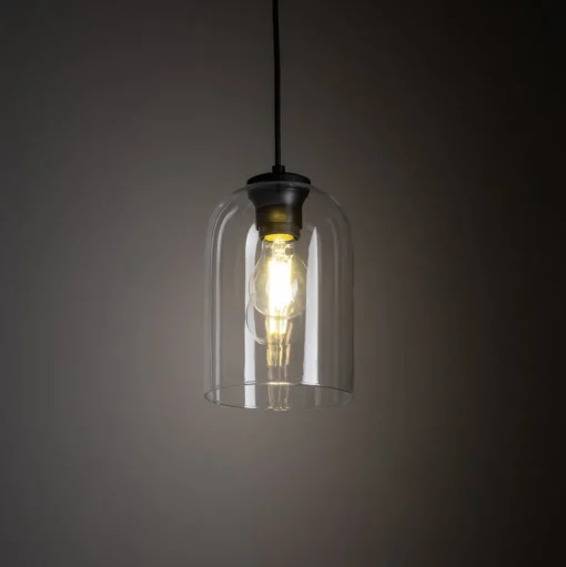 Hanglamp Molly, transparant, Ø 14 cm, metaal/glas