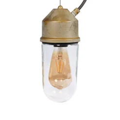 Hanglamp 1951N messing antiek, recht glas helder