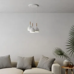 Hanglamp Noak 3-lamps rond wit/hout naturel